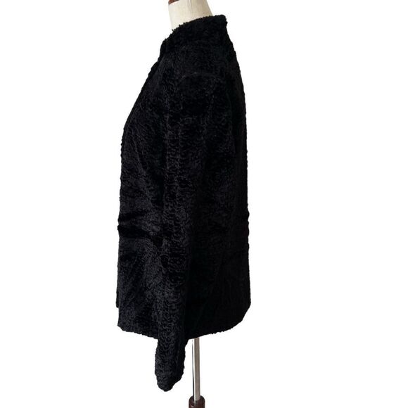 Vintage Laura Ashley Faux Shearling Black Cocktail Jacket- one button - Picture 3 of 7